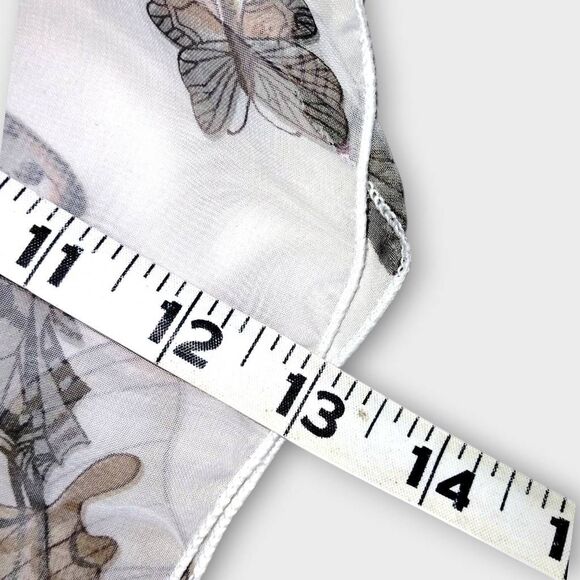 Womens Scarf Chiffon Butterflies Black White Rectangle 60x13 Wrap Style Glamour - Picture 5 of 6